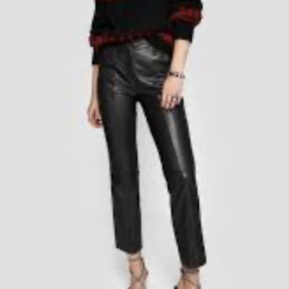 RM Rebecca Minkoff Black Coated glitter High‎ Rise cropped Skinny Jeans Size 6P